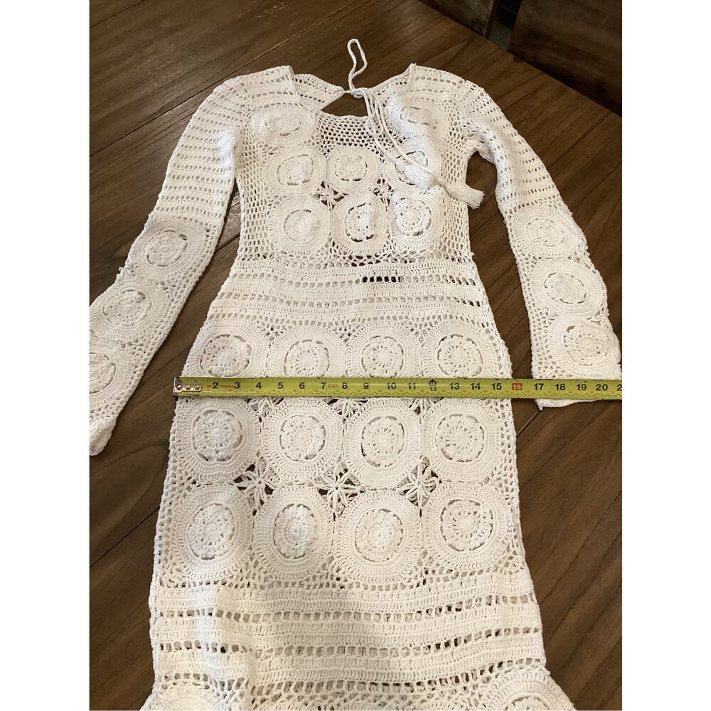 MAJORELLE white crochet boho Lincoln midi Dress size small - Picture 6 of 11